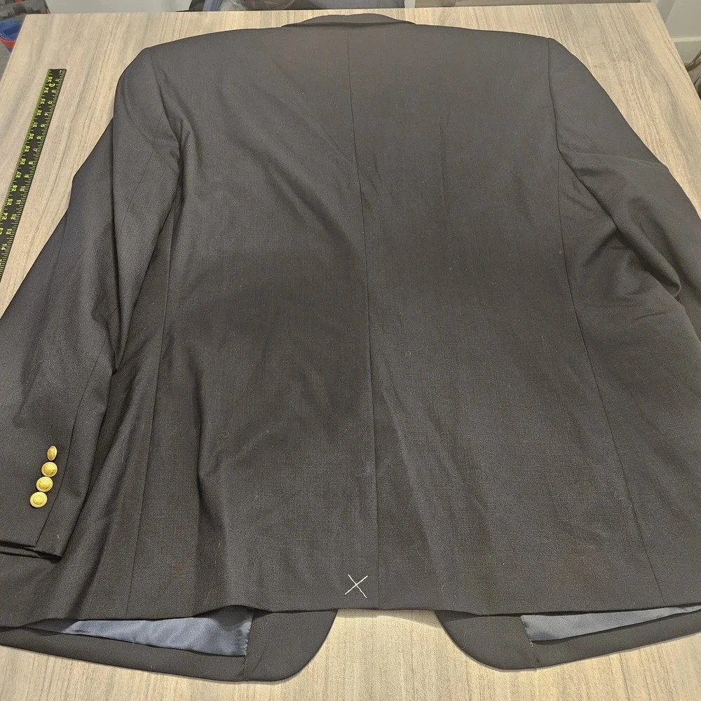 Jos. A. Bank 58L Black Gold Button 100% Wool Mens Blazer Jacket Sport Coat‎